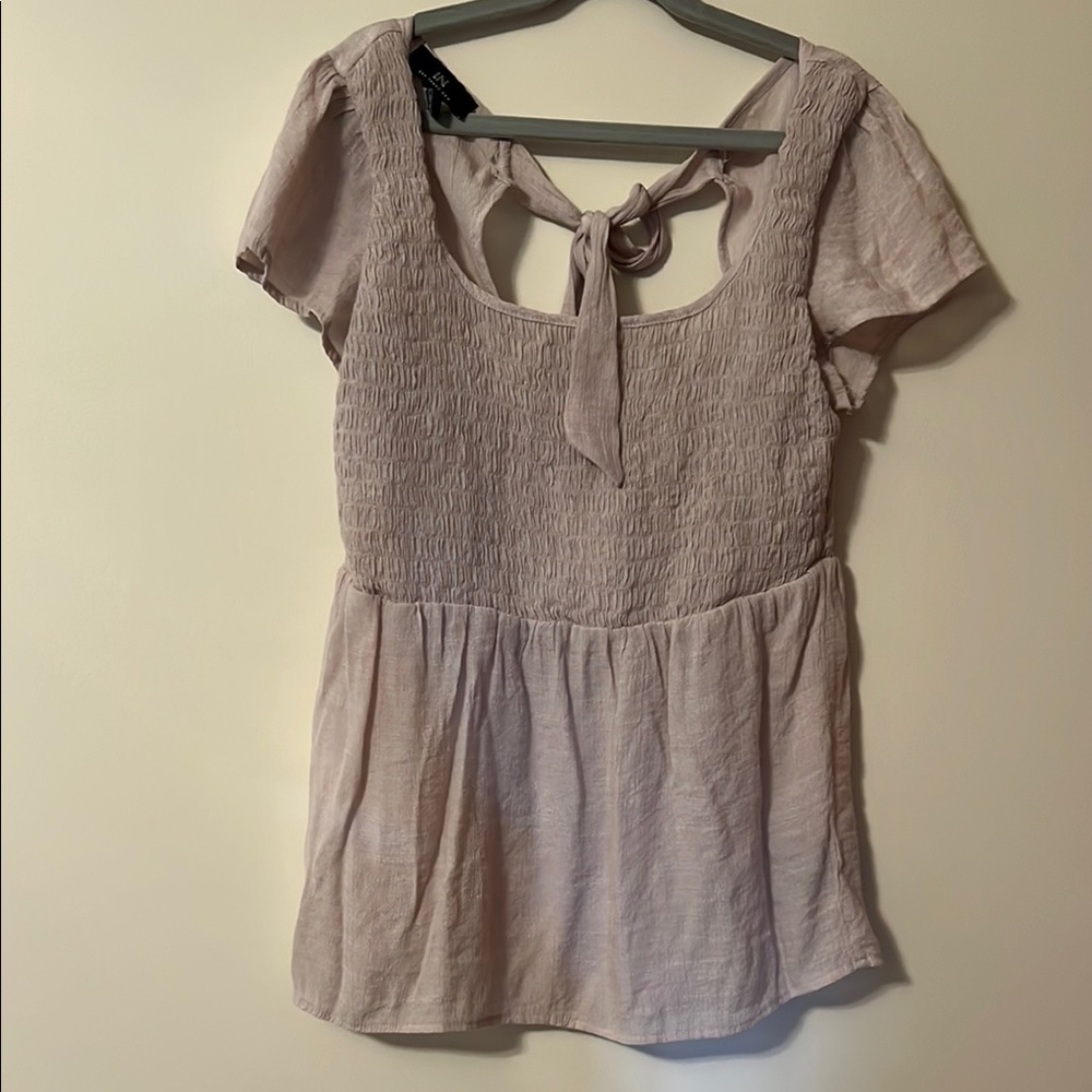 I.N. San Francisco Light Pink Smocked Blouse
